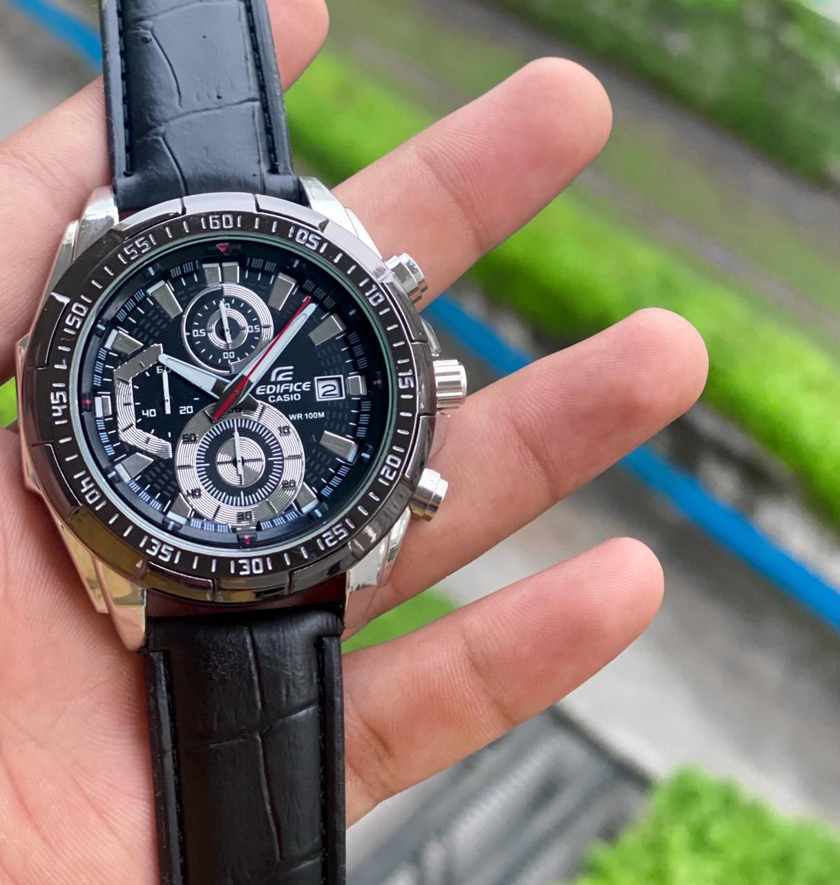 Edifice - Black leather strap