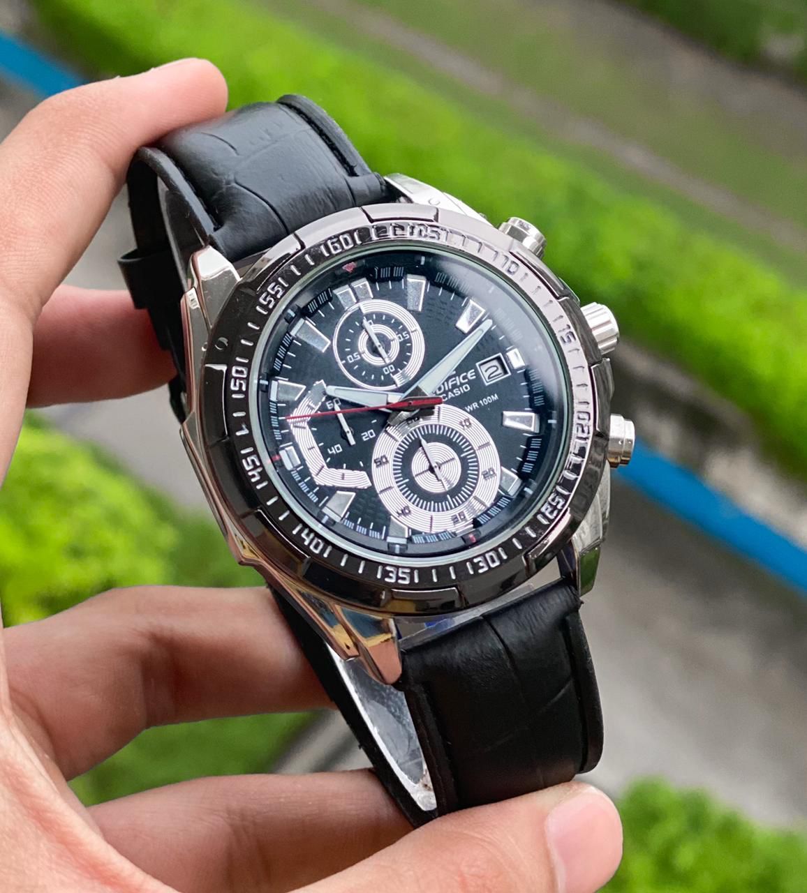 Edifice - Black leather strap