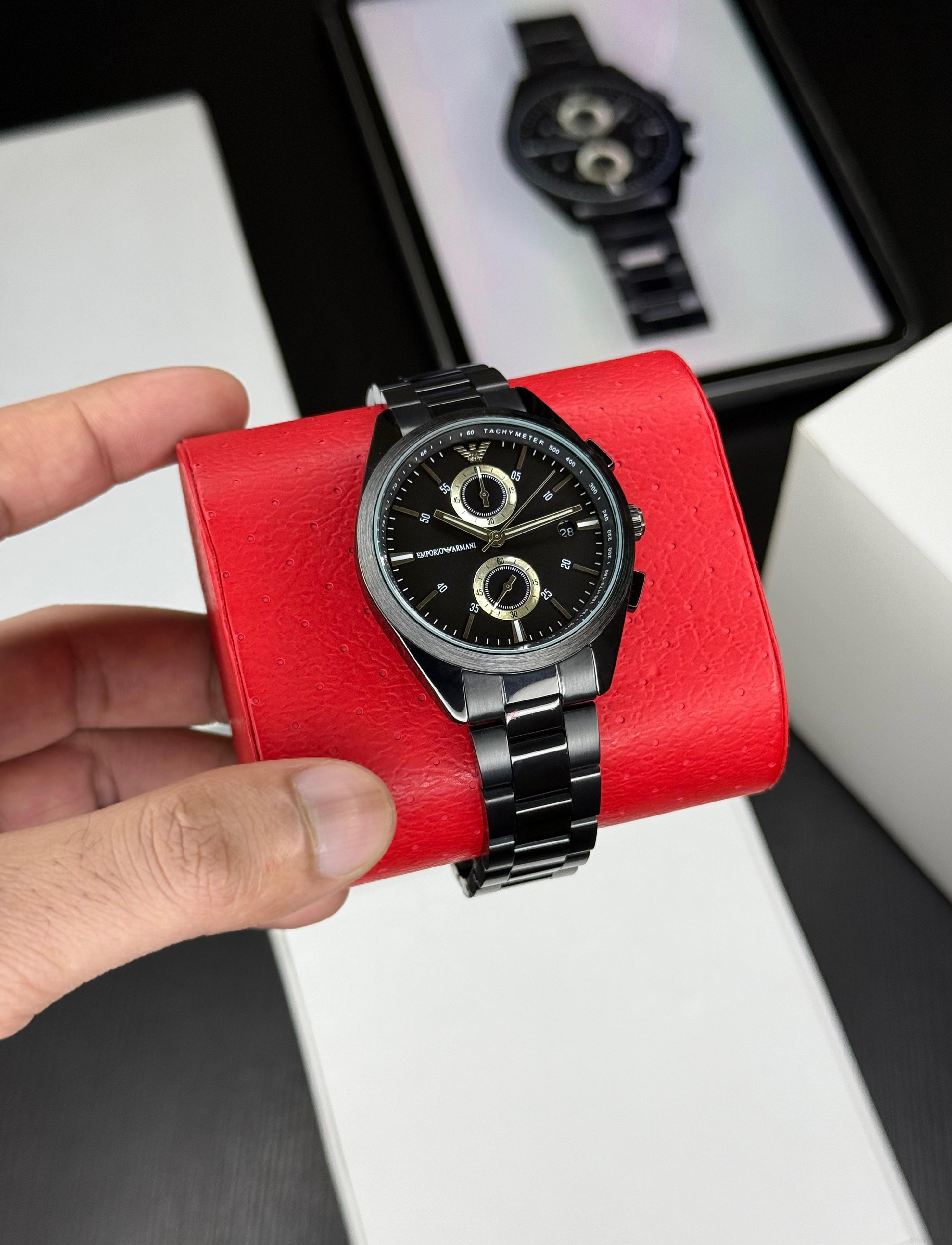 Emporio Armani Classic Round Quartz Black Dial Men Watch