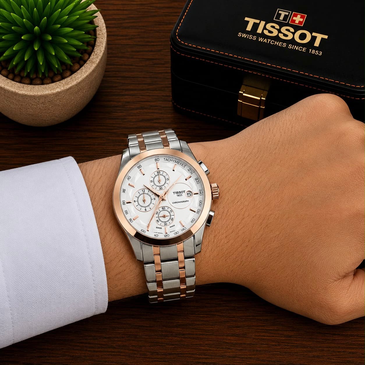 TISSOT 1853 COUTURIER CHRONOGRAPH - GOLD WITH WHITE